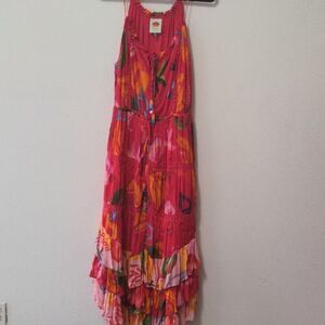 Farm Rio Mixed Fruit Ocean Tiered Midi Dress